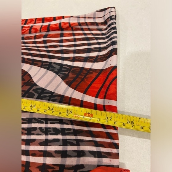 Vintage Abstract Asymmetrical Dress Red Orange White Grey Size Large - Picture 10 of 10